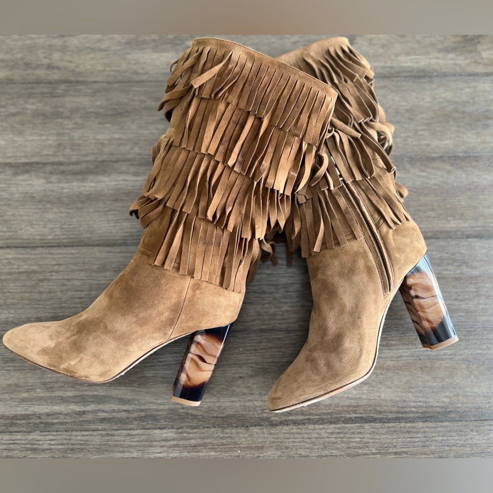 Burberry Mid/Calf Fringes Suede Boots